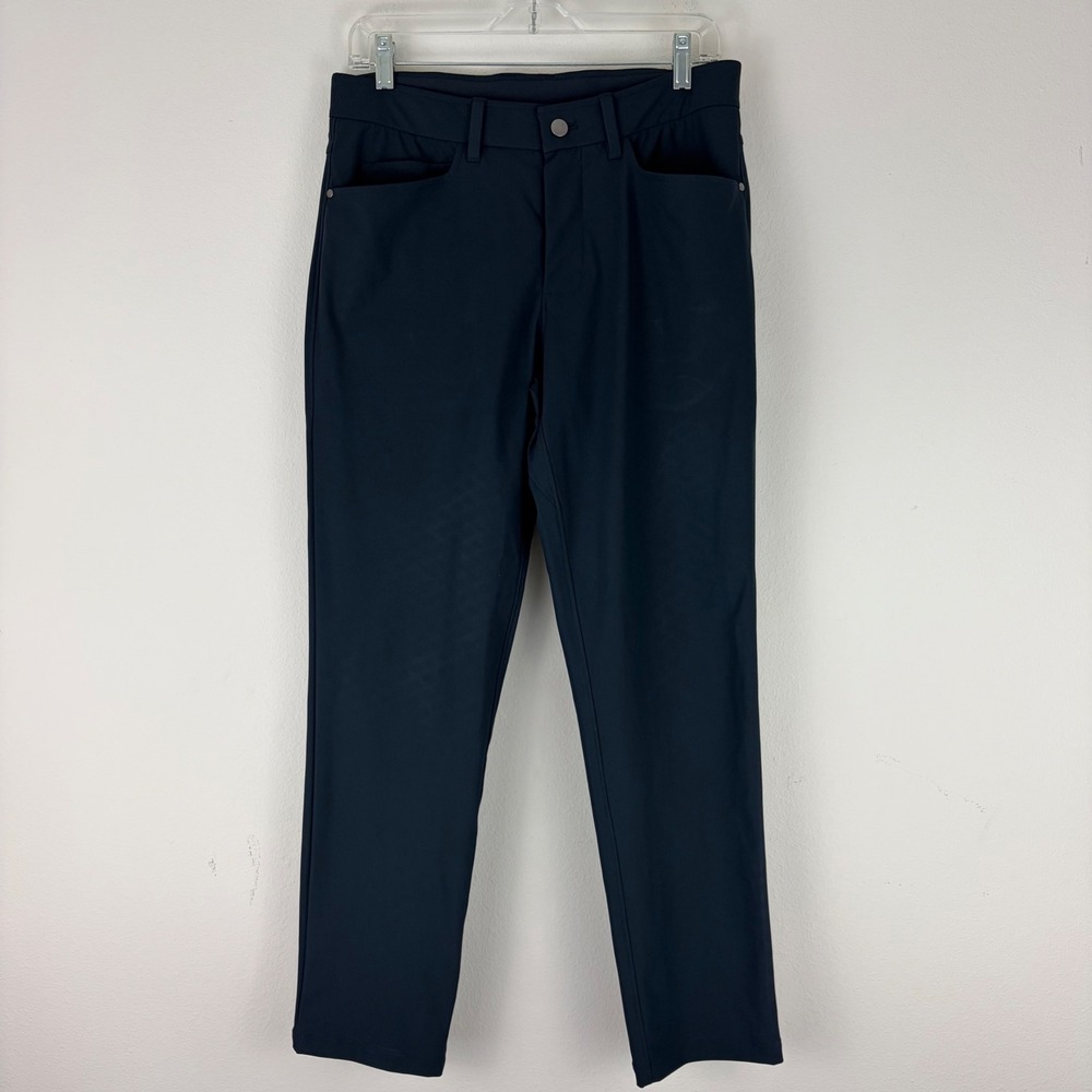 CRZ YOGA Women 31W Navy Blue Golf Pants Slim Straight Travel Trousers Stretch